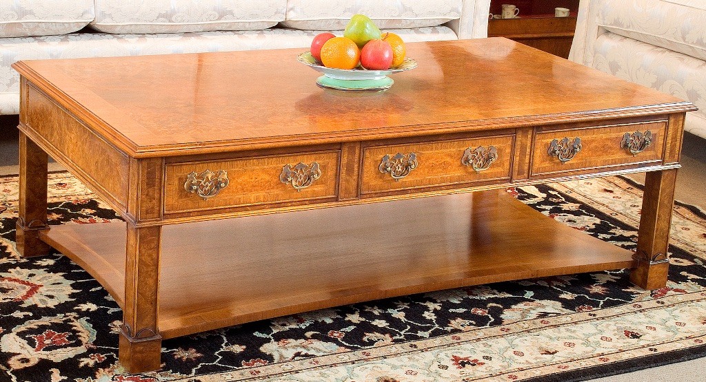 Rise and fall, walnut veneer coffee table, solid wood, pot board,