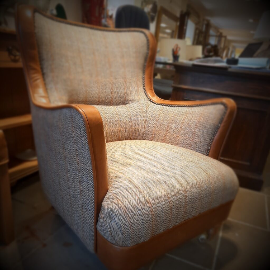 leather and tweed chair