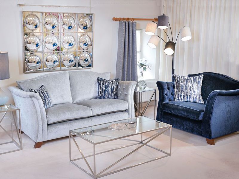 Byron sofas in silver or blue