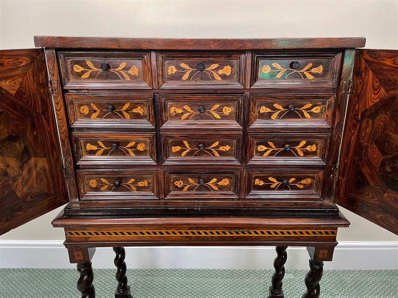 18th Century Marquetry Cabinet Open