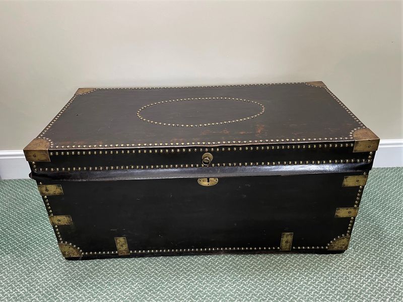 Early 19th Century Leather Covered Trunk