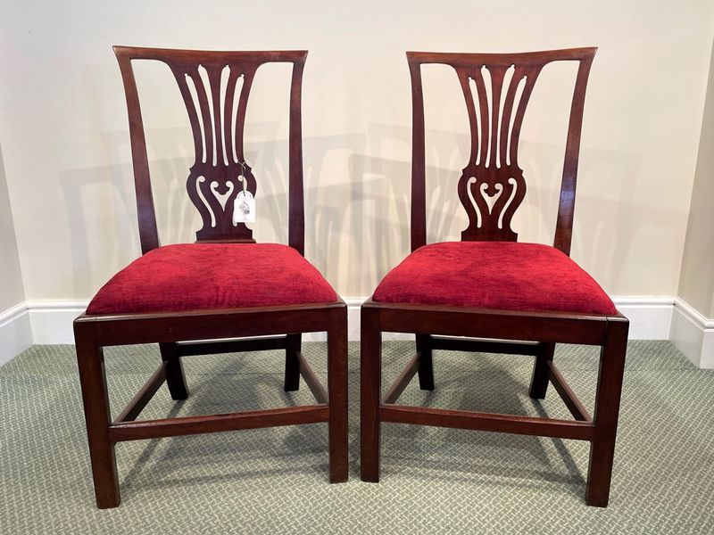 Pair 19th Century Mahogany Vase Splat Back Chairs