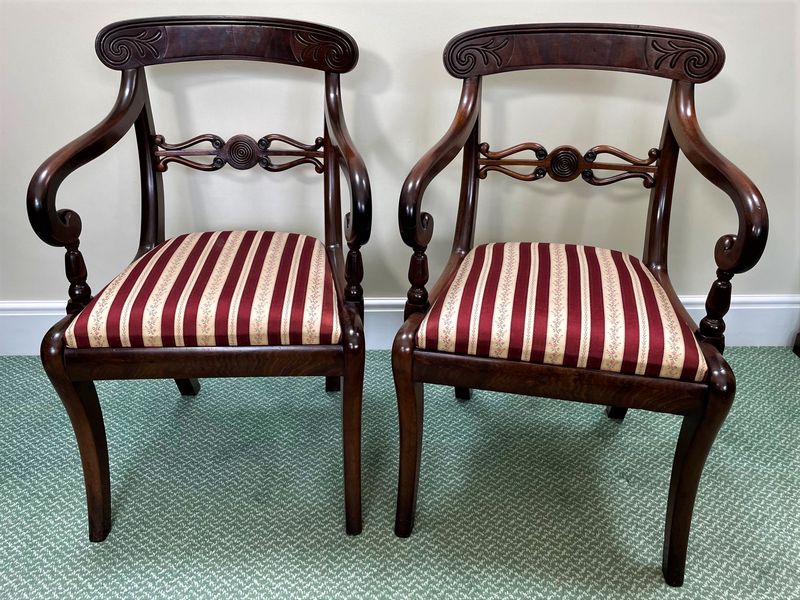 Pair Regency Mahogany Carver Chairs