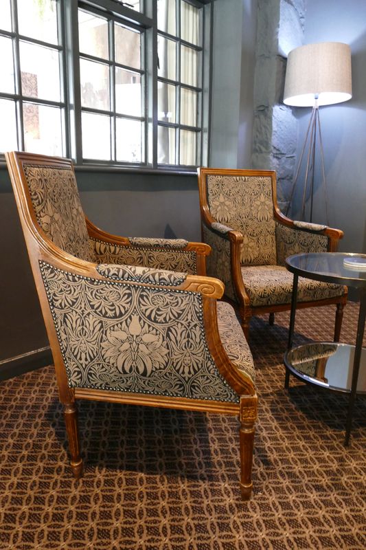 Striking refurbished chairs at Lyzick Hall